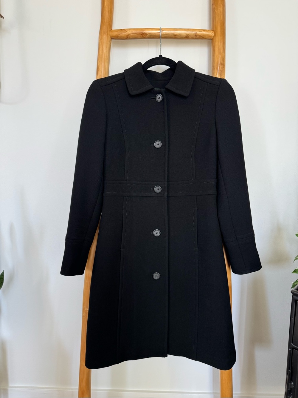 Jcrew petite 00 Lady Day Classic Black Women's Button-Front Coat Dress